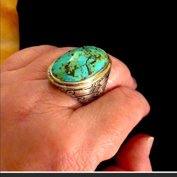 🦋Oval Large silver  turquoise ring🦋 - Picture 3 of 4